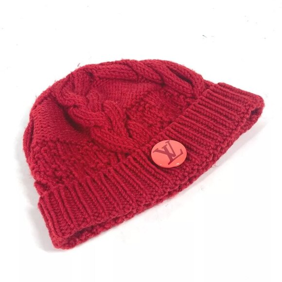 LOUIS VUITTON With can badge Pone Constance beanie hat knit hat knit cap